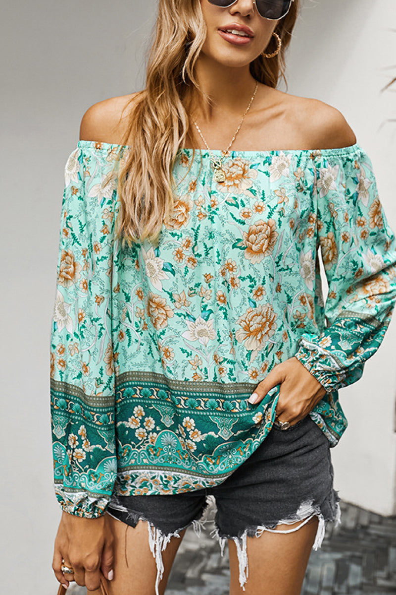 Off The Shoulder Boho Balloon Sleeve Top (2 Colors)