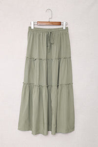 Drawstring Elastic Waist Tiered Skirt