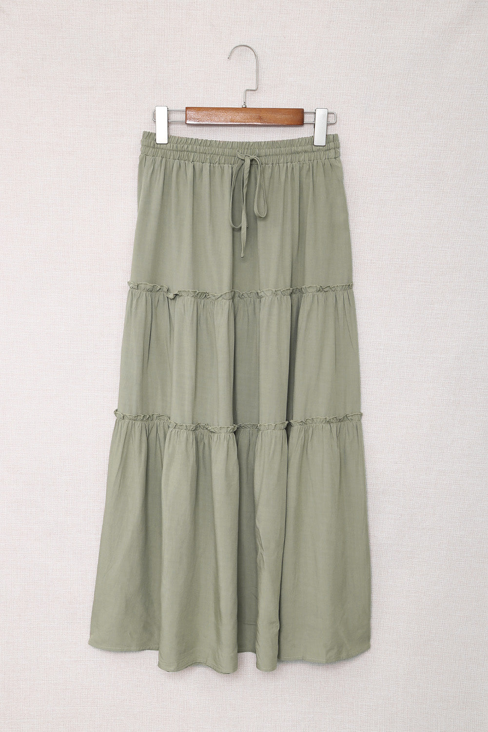 Drawstring Elastic Waist Tiered Skirt