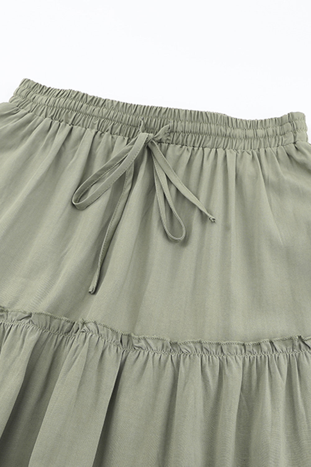 Drawstring Elastic Waist Tiered Skirt