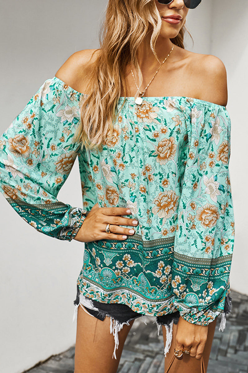 Off The Shoulder Boho Balloon Sleeve Top (2 Colors)