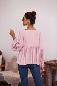 Puff Long Sleeve Pleated Top (6 Colors)