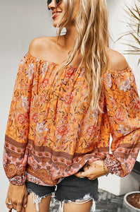 Off The Shoulder Boho Balloon Sleeve Top (2 Colors)