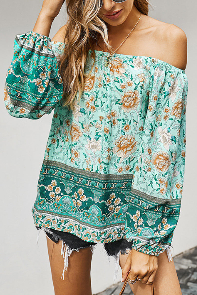 Off The Shoulder Boho Balloon Sleeve Top (2 Colors)