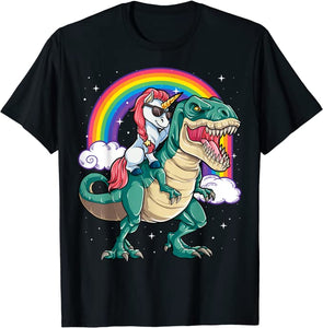 Unicorn Riding T-rex Shirt (4 Colors!)