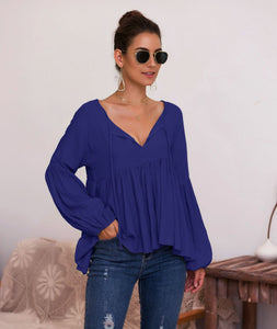 Puff Long Sleeve Pleated Top (6 Colors)