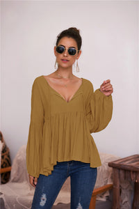 Puff Long Sleeve Pleated Top (6 Colors)