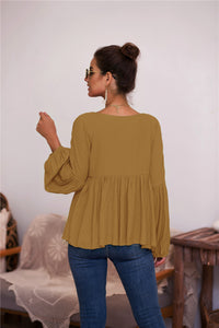 Puff Long Sleeve Pleated Top (6 Colors)