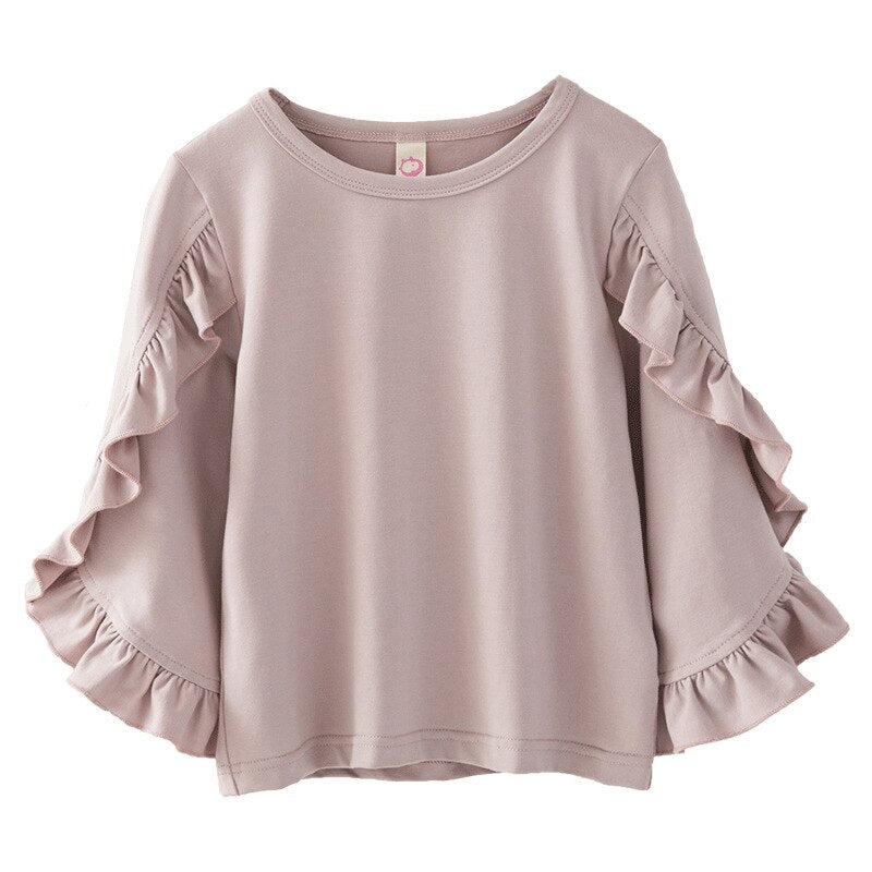 Cute Pink Long Ruffles Sleeve Blouse (3-7T)