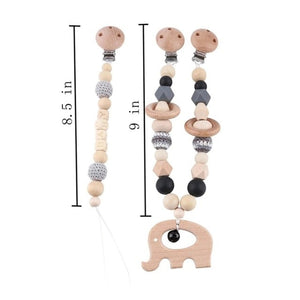 Elephant - Wooden & Food Grade Silicone Baby Teether Toy Set (3 Pcs Set)