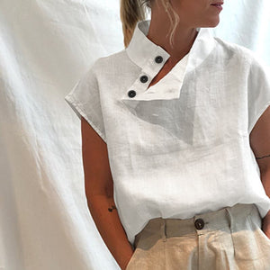 Asymmetrical Cotton Linen Blouse