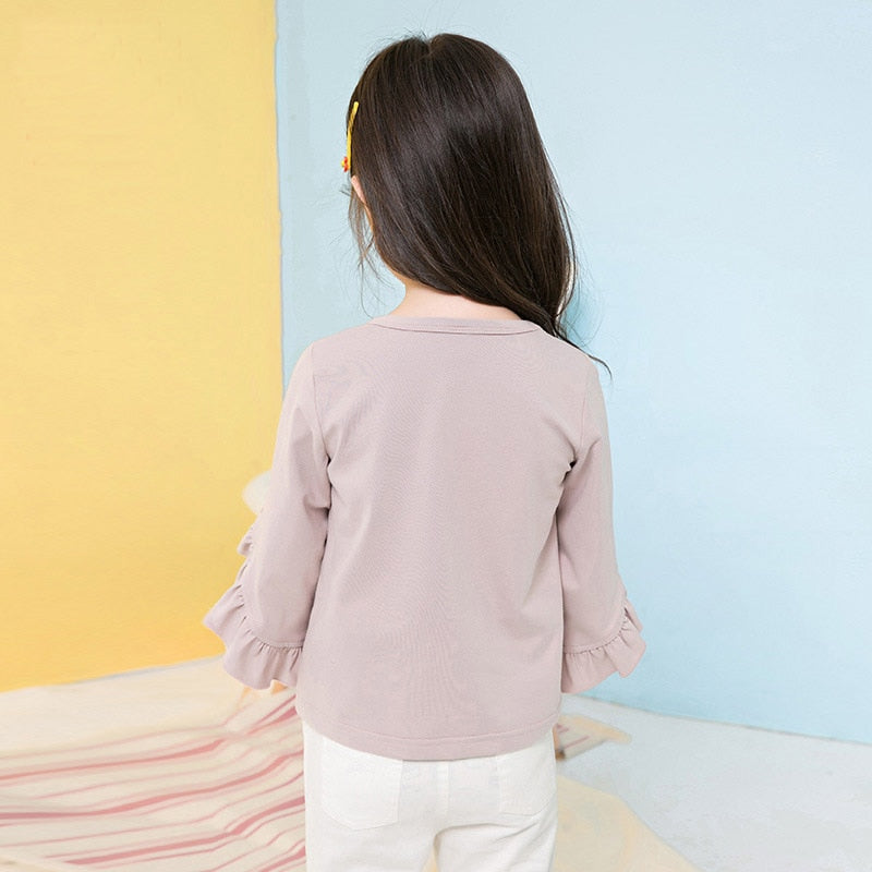 Cute Pink Long Ruffles Sleeve Blouse (3-7T)