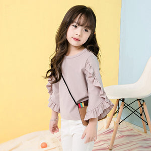 Cute Pink Long Ruffles Sleeve Blouse (3-7T)