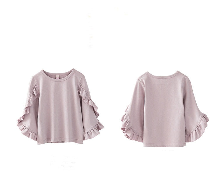 Cute Pink Long Ruffles Sleeve Blouse (3-7T)