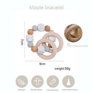 1pc Baby Teething Maple Wooden Silicone Beads Rings