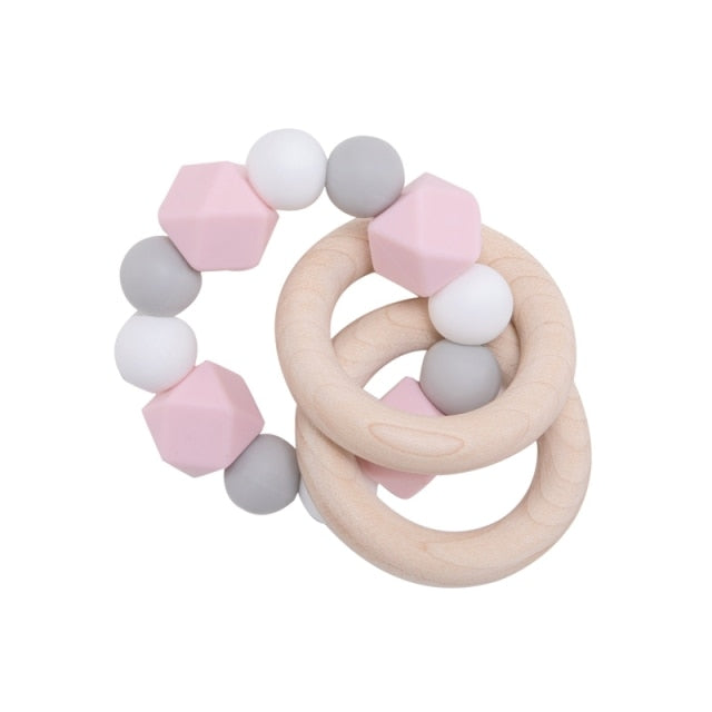 1pc Baby Teething Maple Wooden Silicone Beads Rings