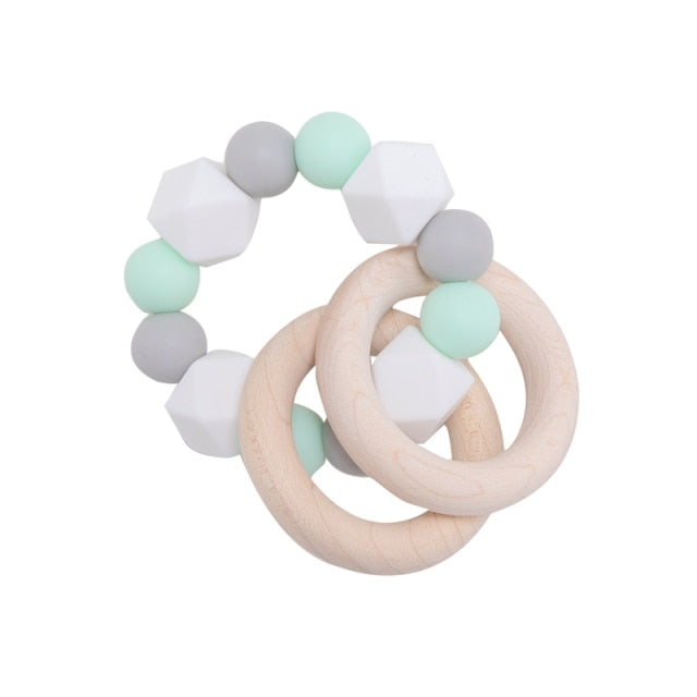 1pc Baby Teething Maple Wooden Silicone Beads Rings