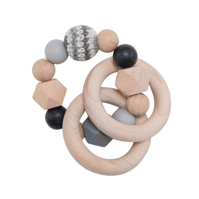 1pc Baby Teething Maple Wooden Silicone Beads Rings