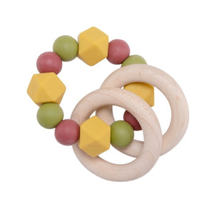 1pc Baby Teething Maple Wooden Silicone Beads Rings