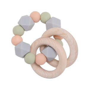 1pc Baby Teething Maple Wooden Silicone Beads Rings