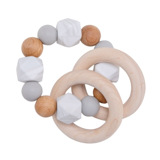 1pc Baby Teething Maple Wooden Silicone Beads Rings