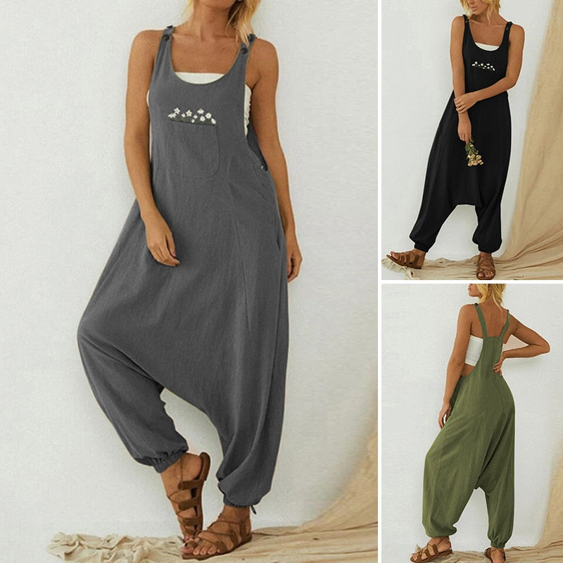 Jumpsuit Solid Casual Loose Harem Playsuit (3 Colors)