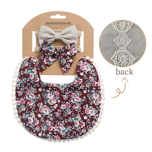 Boho Baby Headband Tassel & Bibs - Double Sided (3Pcs Set)