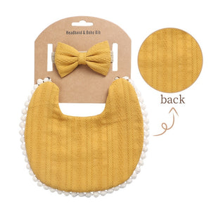 Boho Baby Headband Tassel & Bibs - Double Sided (3Pcs Set)