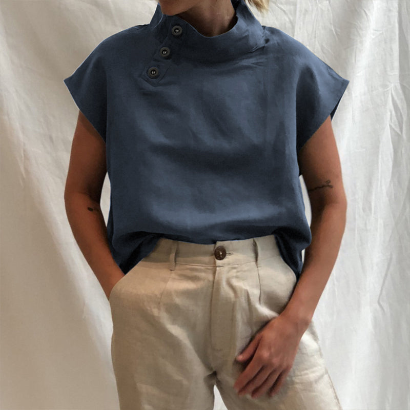 Asymmetrical Cotton Linen Blouse