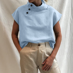 Asymmetrical Cotton Linen Blouse