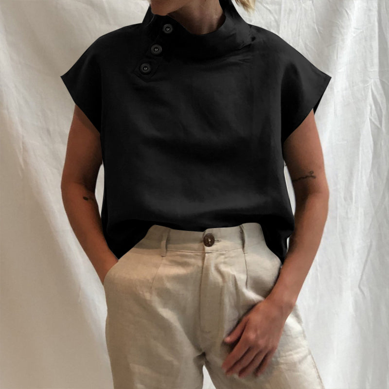 Asymmetrical Cotton Linen Blouse