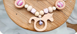 Sea Horse Wooden & Food Grade Silicone Baby Teether Toy Set (2)