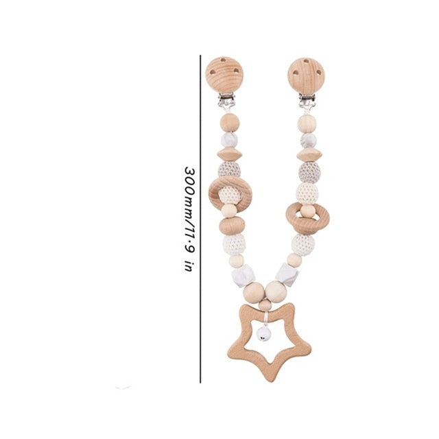 Wooden & Food Grade Silicone Baby Teether Toy