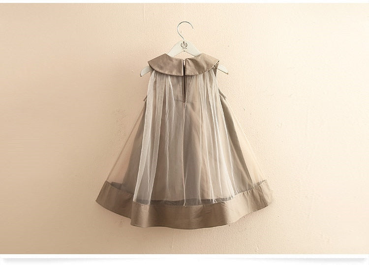 Veil Mesh Peter Pan Collar Princess Dress (3 - 12)