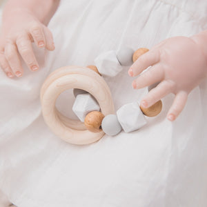 1pc Baby Teething Maple Wooden Silicone Beads Rings