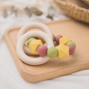 1pc Baby Teething Maple Wooden Silicone Beads Rings