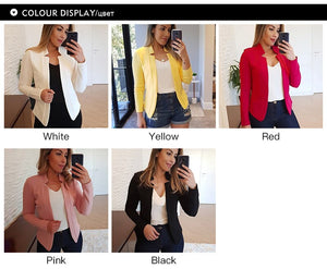 Blazer - Thin Long Sleeve Solid Color Lady Suit (5 Colors)