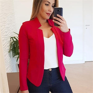 Blazer - Thin Long Sleeve Solid Color Lady Suit (5 Colors)