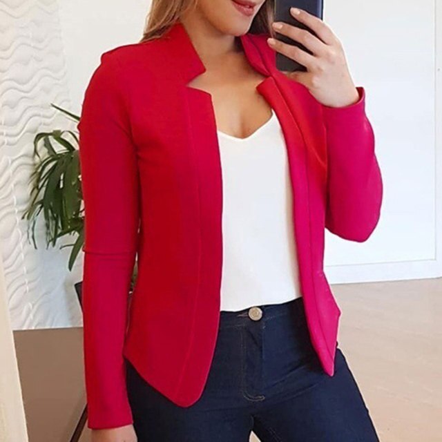 Blazer - Thin Long Sleeve Solid Color Lady Suit (5 Colors)