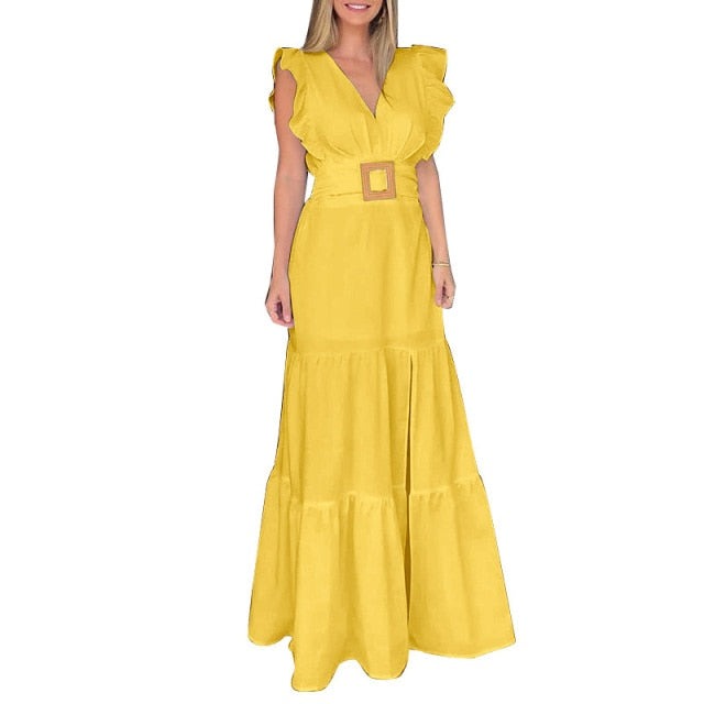 Ruffled long Dress (3 Colors)