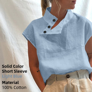 Asymmetrical Cotton Linen Blouse